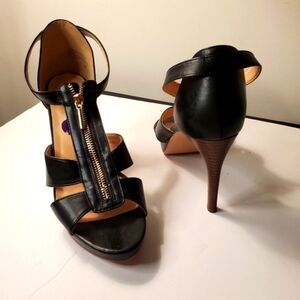 Open Toe Heels Strappy Faux Leather Sandals Size 8.5
